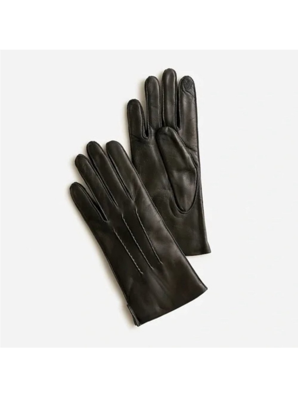 Like new J. Crew Smart Touch black leather cashmere lined gloves M